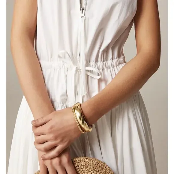 NWT J.Crew Drop Waist Midi Dress In Cotton Poplin White Size Small - Picture 2 of 9